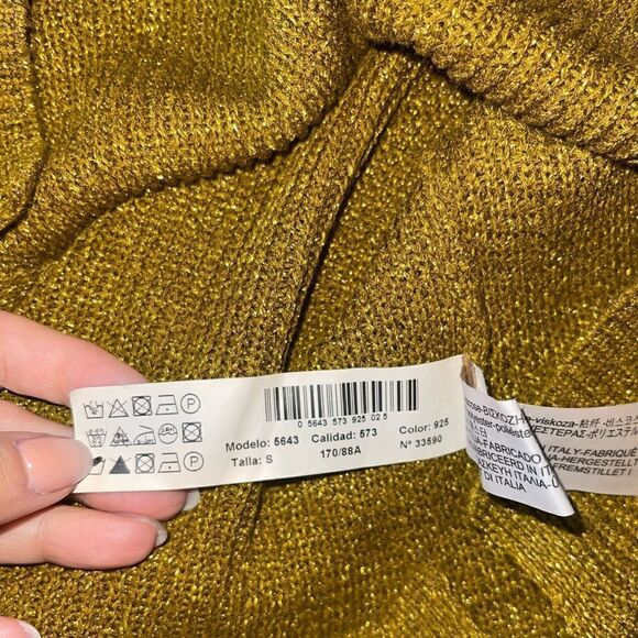 Massimo Dutti Green Gold V Neck Sweater - Picture 15 of 16